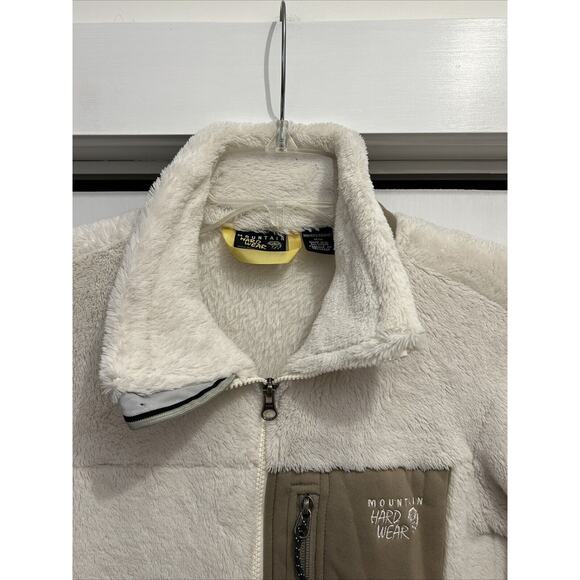 Mountain Hardwear Polartec High Loft Jacket Women MEDIUM White/Tan MONKEY STYLE - Picture 2 of 10